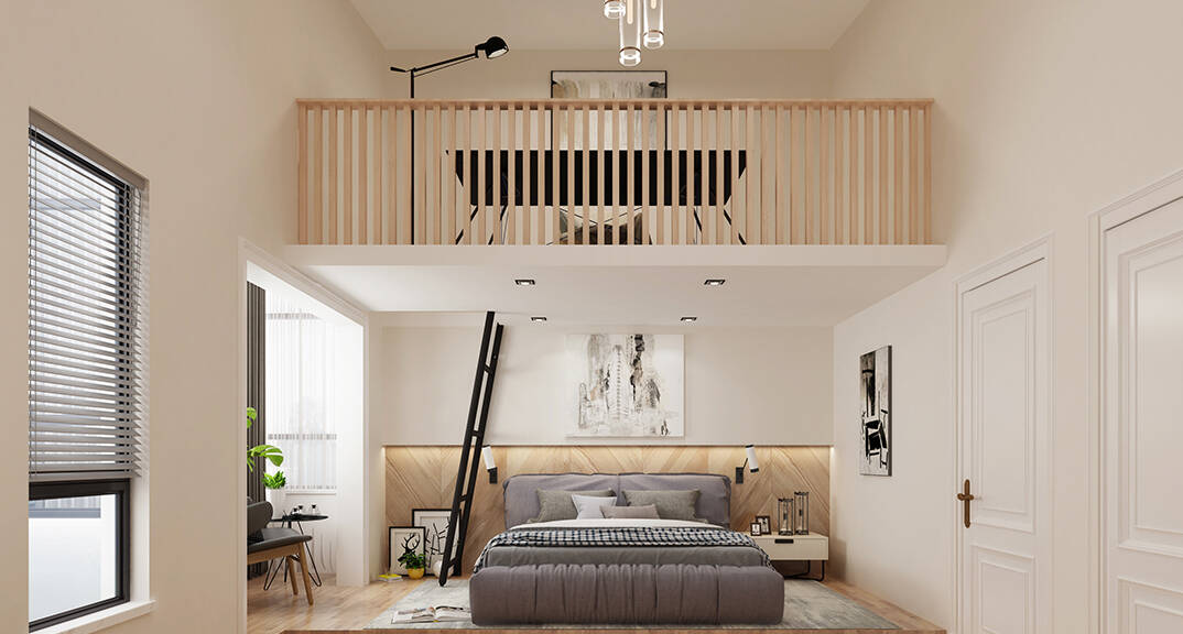 金茂墅180㎡别墅卧室现代气概月博效果图