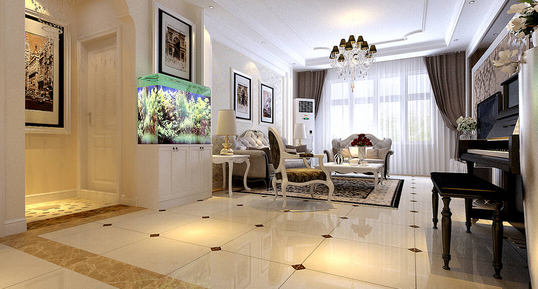 海情御园147㎡三室二厅新简欧气概客厅月博月博效果图