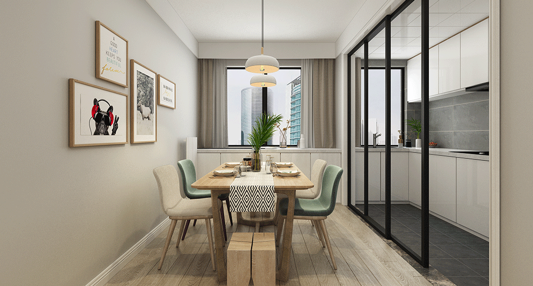 世纪华庭127㎡别墅餐厅北欧气概月博案例效果图