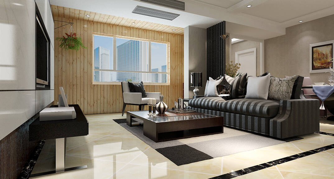 海尔·鼎世华府133㎡三室一厅客厅新简约气概月博效果图