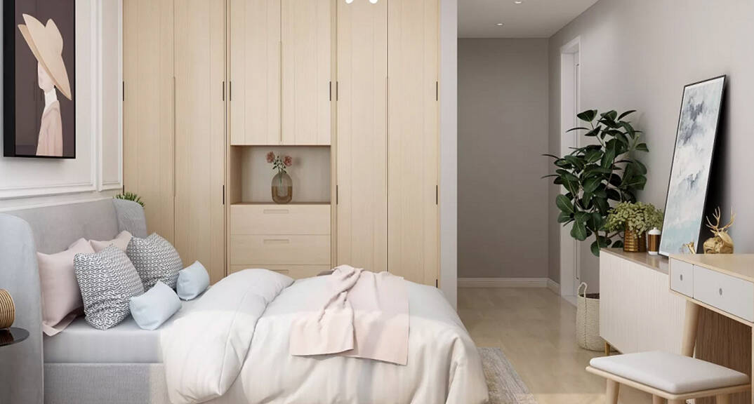 鑫江桂花园2室1厅81平卧室简约气概月博效果图