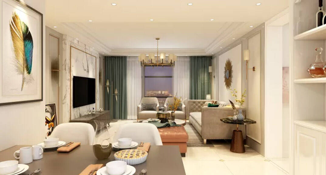 金凤凰铭品116平 三室二厅客厅简约气概月博