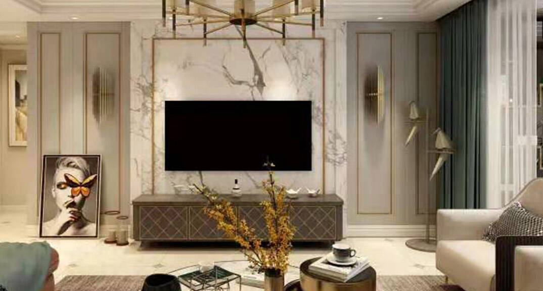 金凤凰铭品116平 三室二厅客厅电视墙简约气概月博