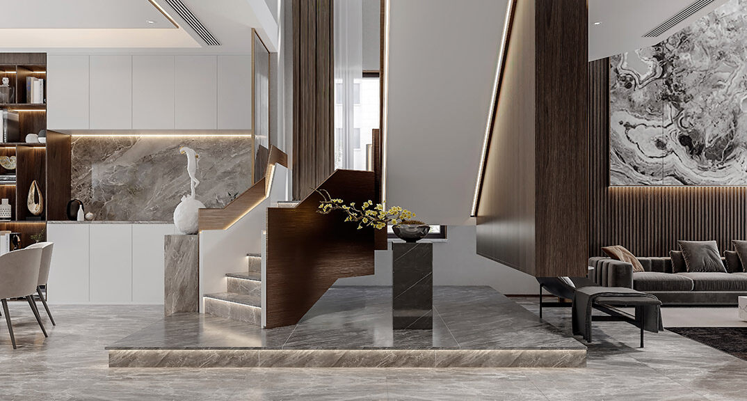 中广宜景湾145㎡三室两厅现代气概硬装月博入户效果图