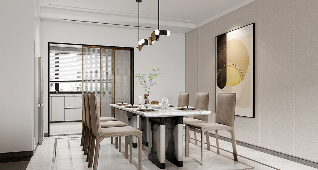 国际公馆145㎡四室三厅现代气概餐厅月博效果图