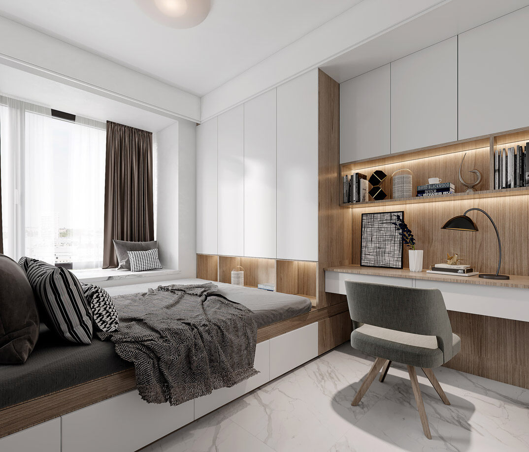 国际公馆145㎡四室三厅现代气概客卧房月博效果图