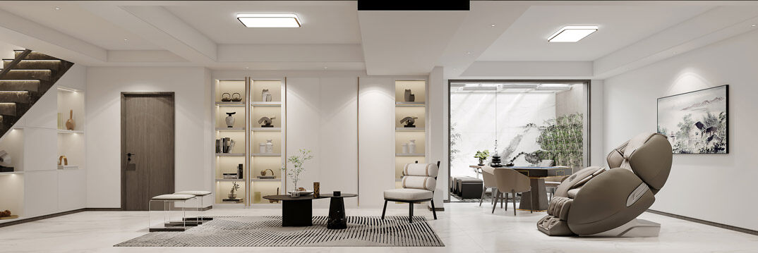 国际公馆145㎡四室三厅现代气概负一层客厅月博效果图