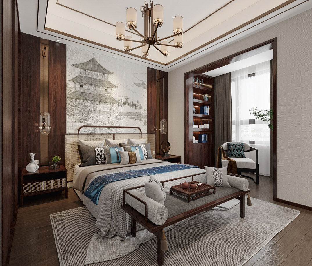 中欧金茂墅220㎡别墅中式气概主卧月博效果图-1.jpg