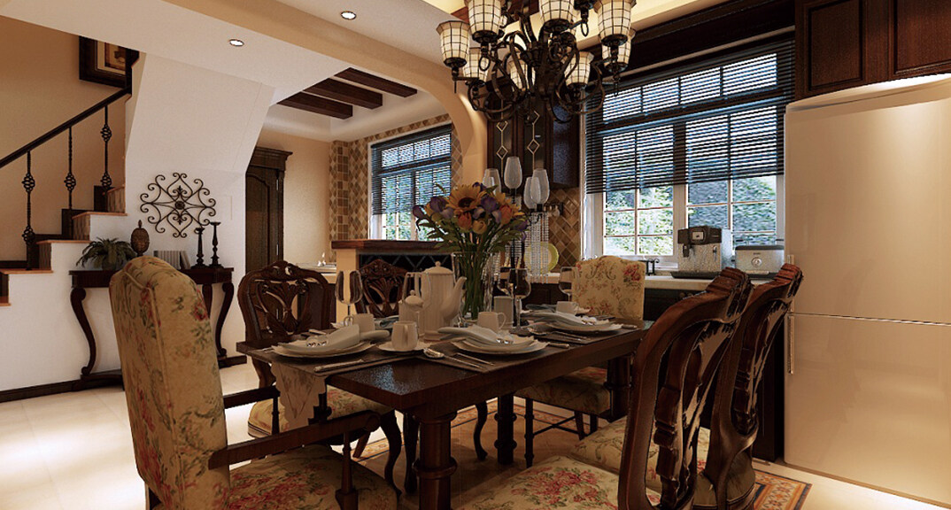 泓久花园212㎡别墅餐厅美式气概月博案例.jpg