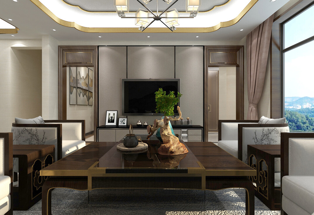 桂花园280㎡别墅客厅电视新中式气概月博案例效果图-详细.jpg