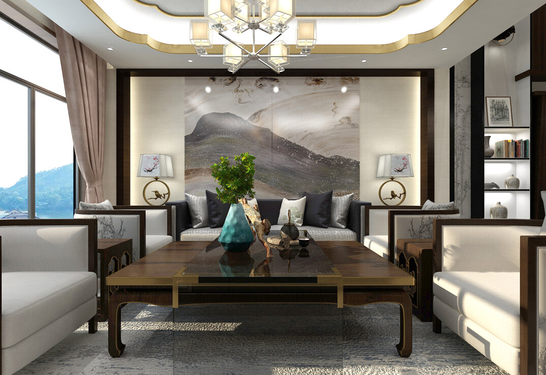 桂花园280㎡别墅客厅沙发新中式气概月博案例效果图-详细.jpg