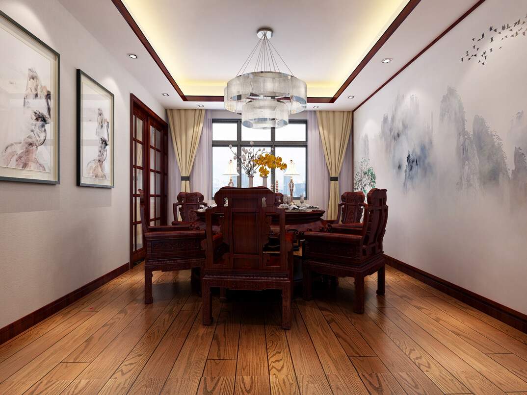 城投尚城桂花园190㎡三室两厅餐厅古板中式气概月博案例效果图-详细.jpg