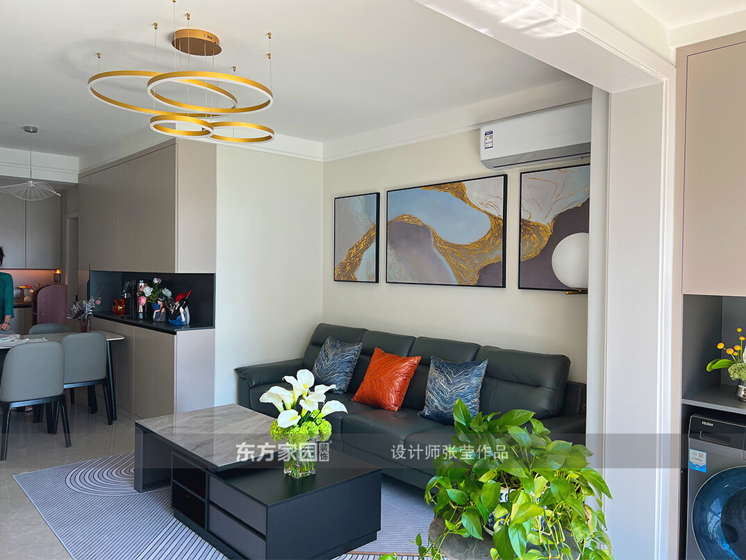北涧圣水苑95㎡三室一厅客厅沙发餐厅轻奢气概月博实景图-详细.jpg