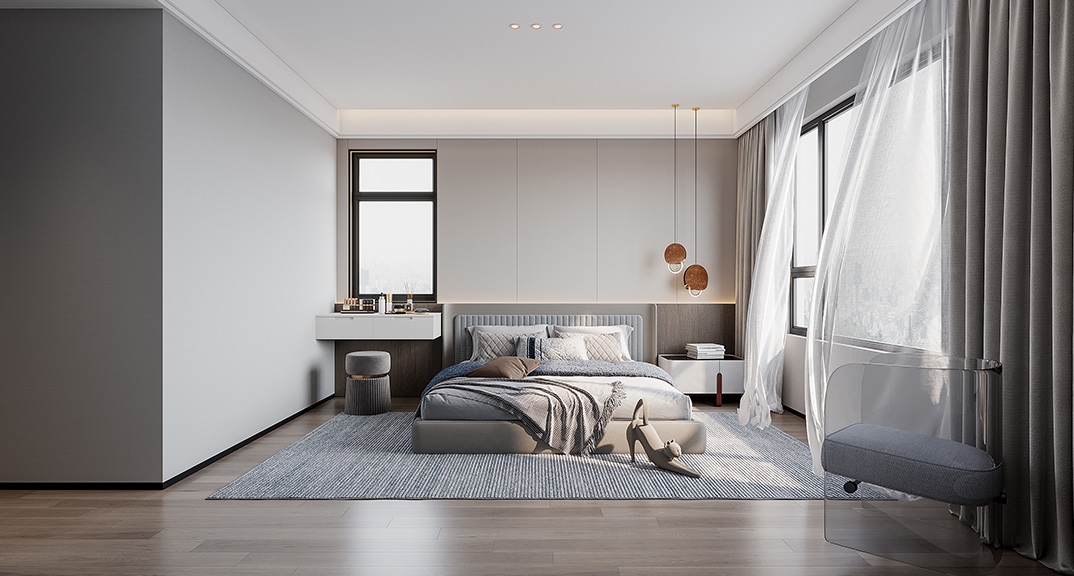 海韵广场200㎡四室两厅主卧现代气概月博案例效果图.jpg
