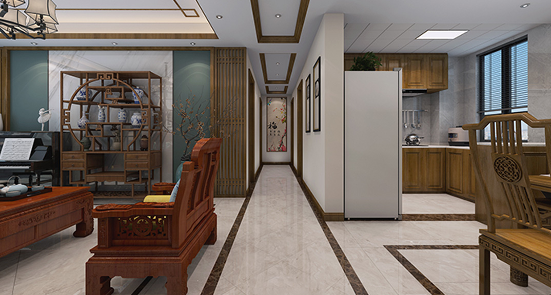 壹号学府152㎡四室两厅客餐厅新中式气概月博案例效果图1.jpg